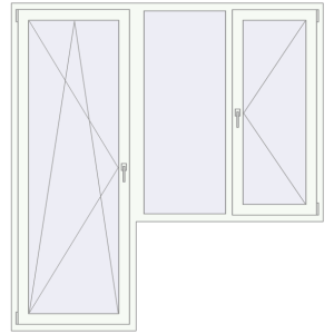 Buy Balcony doors 2000x2100 mm KORSA BASE (Euro-Design 60) BALKON DOOR RAL 9016 Traffic white two-sided