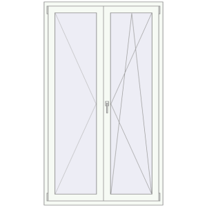 Buy Balcony doors 1200x2050 mm KORSA STANDARD (Euro 70) BALKON DOOR RAL 9016 Traffic white two-sided