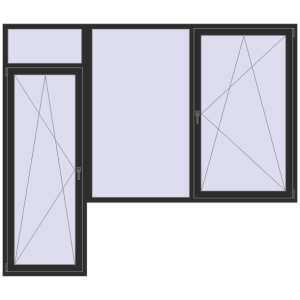 Buy Balcony doors 2800x2400 mm KORSA STANDARD (Euro 70) BALKON DOOR BLACK_STRUCTURAL two-sided