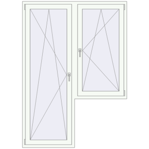 Buy Balcony doors 1500x2100 mm KORSA STANDARD (Euro 70) BALKON DOOR RAL 9016 Traffic white two-sided
