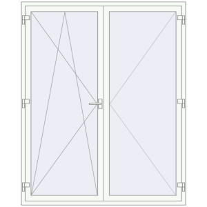 Balcony doors 1700x2100 mm KORSA BASE (Euro-Design 60) BALKON DOOR RAL 9016 Traffic white two-sided. View from inside Buy Balcony doors 1700x2100 mm KORSA BASE (Euro-Design 60) BALKON DOOR RAL 9016 Traffic white two-sided
