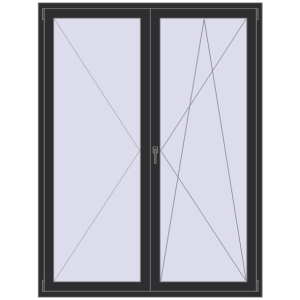Buy Balcony doors 1600x2100 mm KORSA ENERGY-SAVING (SYNEGO MD) BALKON DOOR ANTHRACITE_GREY_GLATT two-sided