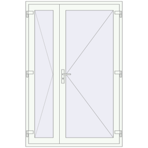Buy Entrance doors 1400x2100 mm DOOR KORSA OPTIMUM REHAU BRILLANT RAL 9016 Traffic white two-sided