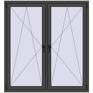 Buy Tilt-and-Turn 1450x1570 mm KORSA STANDARD (Euro 70) BASALT_GREY two-sided