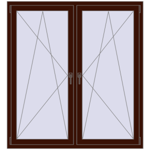 Tilt-and-Turn 1450x1570 mm KORSA STANDARD (Euro 70) BLACK_CHERRY two-sided. View from inside Buy Tilt-and-Turn 1450x1570 mm KORSA STANDARD (Euro 70) BLACK_CHERRY two-sided