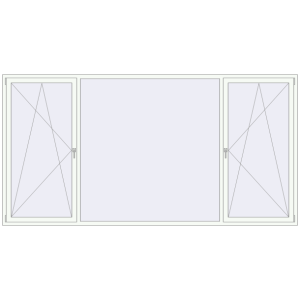 Tilt-and-Turn 3510x1800 mm KORSA ENERGY-SAVING (SYNEGO MD) RAL 9016 Traffic white two-sided. View from inside Buy Tilt-and-Turn 3510x1800 mm KORSA ENERGY-SAVING (SYNEGO MD) RAL 9016 Traffic white two-sided