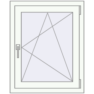 Tilt-and-Turn 650x750 mm KORSA STANDARD (Euro 70) RAL 9016 Traffic white two-sided. View from inside Buy Tilt-and-Turn 650x750 mm KORSA STANDARD (Euro 70) RAL 9016 Traffic white two-sided