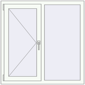 Tilt-and-Turn 1080x1080 mm KORSA STANDARD (Euro 70) RAL 9016 Traffic white two-sided. View from inside Buy Tilt-and-Turn 1080x1080 mm KORSA STANDARD (Euro 70) RAL 9016 Traffic white two-sided