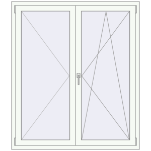 Buy Tilt-and-Turn 1325x1535 mm KORSA BASE (Euro-Design 60) RAL 9016 Traffic white two-sided