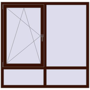 Tilt-and-Turn 1540x1500 mm KORSA STANDARD (Euro 70) BLACK_CHERRY two-sided. View from inside Buy Tilt-and-Turn 1540x1500 mm KORSA STANDARD (Euro 70) BLACK_CHERRY two-sided
