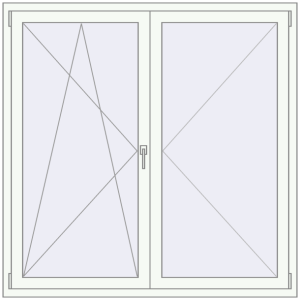 Tilt-and-Turn 1500x1500 mm KORSA ENERGY-SAVING (SYNEGO MD) RAL 9016 Traffic white two-sided. View from inside Buy Tilt-and-Turn 1500x1500 mm KORSA ENERGY-SAVING (SYNEGO MD) RAL 9016 Traffic white two-sided