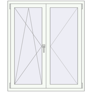 Buy Tilt-and-Turn 1114x1340 mm KORSA STANDARD (Euro 70) RAL 9016 Traffic white two-sided