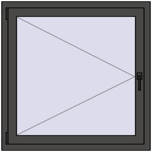 Tilt-and-Turn 1000x1000 mm KORSA STANDARD (Euro 70) BASALT_GREY two-sided. View from inside Buy Tilt-and-Turn 1000x1000 mm KORSA STANDARD (Euro 70) BASALT_GREY two-sided