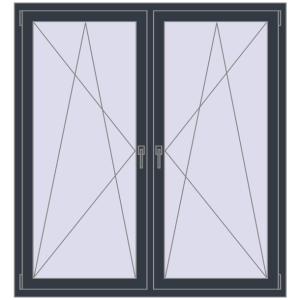 Buy Tilt-and-Turn 1450x1570 mm KORSA STANDARD (Euro 70) ANTHRACITE_GREY_STRUKTURAL two-sided