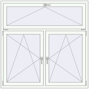 Tilt-and-Turn 1500x1500 mm KORSA STANDARD (Euro 70) RAL 9016 Traffic white two-sided. View from inside Buy Tilt-and-Turn 1500x1500 mm KORSA STANDARD (Euro 70) RAL 9016 Traffic white two-sided