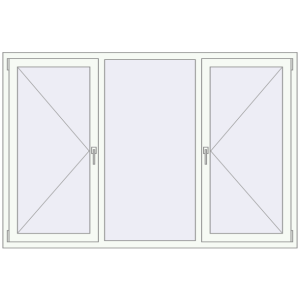 Tilt-and-Turn 2020x1340 mm KORSA BASE (Euro-Design 60) RAL 9016 Traffic white two-sided. View from inside Buy Tilt-and-Turn 2020x1340 mm KORSA BASE (Euro-Design 60) RAL 9016 Traffic white two-sided