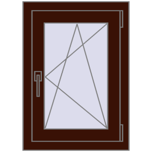 Tilt-and-Turn 500x700 mm KORSA ENERGY-SAVING (SYNEGO MD) BLACK_CHERRY two-sided. View from inside Buy Tilt-and-Turn 500x700 mm KORSA ENERGY-SAVING (SYNEGO MD) BLACK_CHERRY two-sided