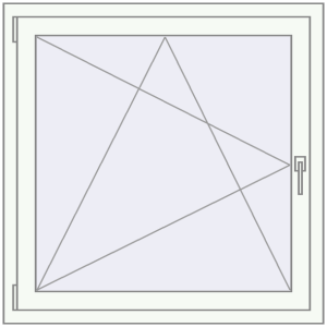 Tilt-and-Turn 1000x1000 mm KORSA STANDARD (Euro 70) RAL 9016 Traffic white two-sided. View from inside Buy Tilt-and-Turn 1000x1000 mm KORSA STANDARD (Euro 70) RAL 9016 Traffic white two-sided