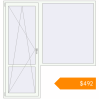 Pricing Balcony doors 2000x2100 mm KORSA ENERGY-SAVING (SYNEGO MD) BALKON DOOR RAL 9016 Traffic white two-sided. Price: $492.08