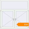 Pricing Tilt-and-Turn 1500x1500 mm KORSA BASE (Euro-Design 60) RAL 9016 Traffic white two-sided. Price: $264.82