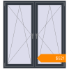 Pricing Tilt-and-Turn 1450x1570 mm KORSA STANDARD (Euro 70) ANTHRACITE_GREY_STRUKTURAL two-sided. Price: $521.02