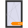 Pricing Tilt-and-Turn 1000x1600 mm KORSA BASE (Euro-Design 60) BLACK_STRUCTURAL two-sided. Price: $259.02