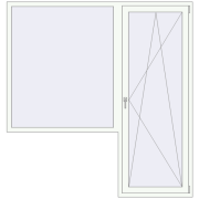 Balcony doors 2000x2100 mm KORSA ENERGY-SAVING (SYNEGO MD) BALKON DOOR RAL 9016 Traffic white two-sided