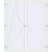 Balcony doors 1900x2250 mm KORSA ENERGY-SAVING (SYNEGO MD) BALKON DOOR RAL 9016 Traffic white two-sided