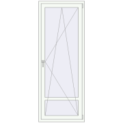 Balcony doors 800x2100 mm KORSA STANDARD (Euro 70) BALKON DOOR RAL 9016 Traffic white two-sided
