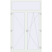Balcony doors 1500x2500 mm KORSA BASE (Euro-Design 60) BALKON DOOR RAL 9016 Traffic white two-sided