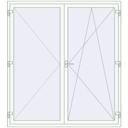 Balcony doors 1800x1990 mm KORSA BASE (Euro-Design 60) BALKON DOOR RAL 9016 Traffic white two-sided
