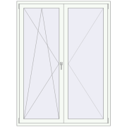 Balcony doors 1500x2000 mm KORSA STANDARD (Euro 70) BALKON DOOR RAL 9016 Traffic white two-sided