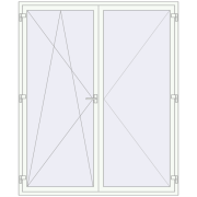 Balcony doors 1900x2300 mm KORSA BASE (Euro-Design 60) BALKON DOOR RAL 9016 Traffic white two-sided