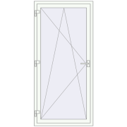 Balcony doors 900x1900 mm KORSA BASE (Euro-Design 60) BALKON DOOR RAL 9016 Traffic white two-sided
