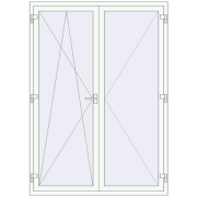 Balcony doors 1500x2100 mm KORSA ENERGY-SAVING (SYNEGO MD) BALKON DOOR RAL 9016 Traffic white two-sided
