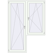 Balcony doors 1500x2100 mm KORSA STANDARD (Euro 70) BALKON DOOR RAL 9016 Traffic white two-sided