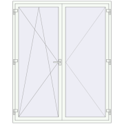 Balcony doors 1700x2100 mm KORSA BASE (Euro-Design 60) BALKON DOOR RAL 9016 Traffic white two-sided