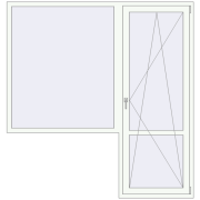 Balcony doors 2000x2100 mm KORSA ENERGY-SAVING (SYNEGO MD) BALKON DOOR RAL 9016 Traffic white two-sided