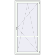 Balcony doors 1000x2100 mm KORSA STANDARD (Euro 70) BALKON DOOR RAL 9016 Traffic white two-sided