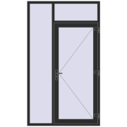 Entrance doors 1400x2400 mm DOOR KORSA OPTIMUM REHAU BRILLANT BLACK_STRUCTURAL two-sided