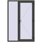 Entrance doors 1500x2300 mm DOOR KORSA ENERGY-SAVING REHAU SYNEGO BASALT_GREY two-sided