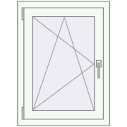 Tilt-and-Turn 600x800 mm KORSA BASE (Euro-Design 60) RAL 9016 Traffic white two-sided
