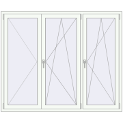 Tilt-and-Turn 1800x1500 mm KORSA ENERGY-SAVING (SYNEGO MD) RAL 9016 Traffic white two-sided