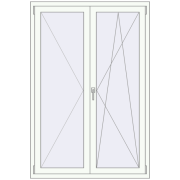 Tilt-and-Turn 1150x1700 mm KORSA STANDARD (Euro 70) RAL 9016 Traffic white two-sided