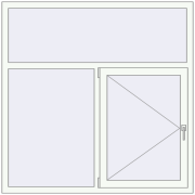 Tilt-and-Turn 1500x1500 mm KORSA STANDARD (Euro 70) RAL 9016 Traffic white two-sided