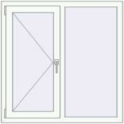 Tilt-and-Turn 1080x1080 mm KORSA STANDARD (Euro 70) RAL 9016 Traffic white two-sided