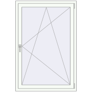 Tilt-and-Turn 1000x1500 mm KORSA BASE (Euro-Design 60) RAL 9016 Traffic white two-sided