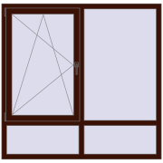 Tilt-and-Turn 1540x1500 mm KORSA STANDARD (Euro 70) BLACK_CHERRY two-sided