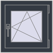 Tilt-and-Turn 500x500 mm KORSA BRILLANT ANTHRACITE_GREY_STRUKTURAL two-sided