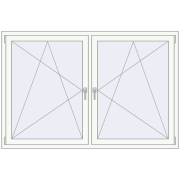 Tilt-and-Turn 1800x1200 mm KORSA STANDARD (Euro 70) RAL 9016 Traffic white two-sided